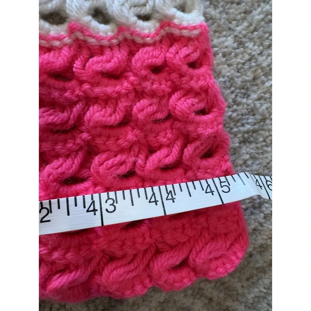 Handmade Crocheted Striped Afghan‎ Throw Blanket Pink Coral White 44
